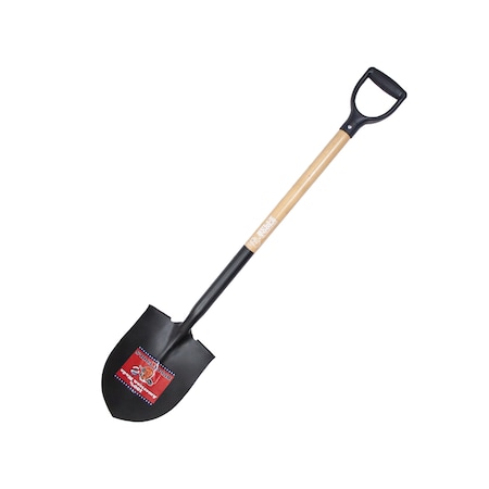 Bully Tools Round Point Shovel, 14 ga Steel Blade, Wood Handle 52510